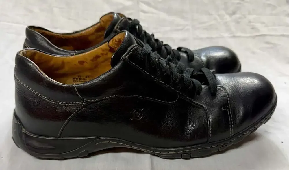 Born M3258 Men's Black Leather Casual Lace-Up Shoes